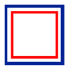 Cadre bleu borde de rouge, embleme de l'agence de demenagement de la boucle de Poissy